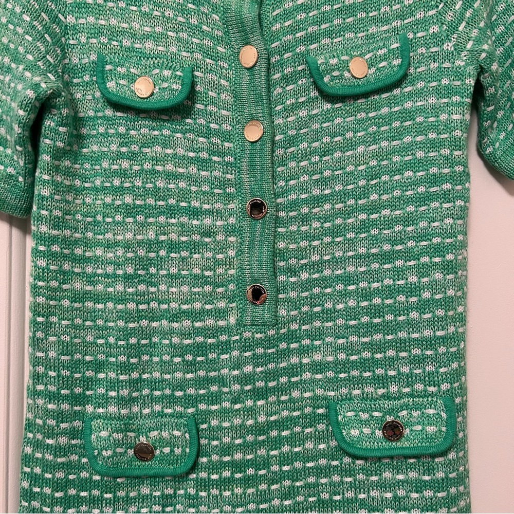 Lilly Pulitzer Theodorah Sweater Dress Fauna Green Metallic Marl Women’s Size XS - Picture 4 of 7